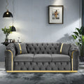 Canapé 3 places Velvet 90,6 po avec 2 oreillers, coussins haute densité, accents dorés et oreillers