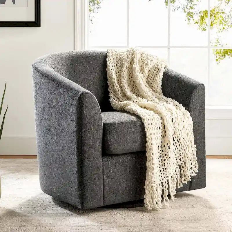 Fauteuil Cuenca moderne en tissu avec piètement pivotant