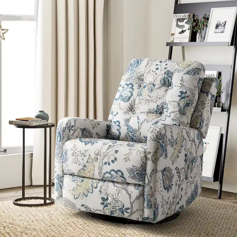 Fauteuil inclinable pivotant manuel Arlette Contemporary Floral avec dossier capitonné