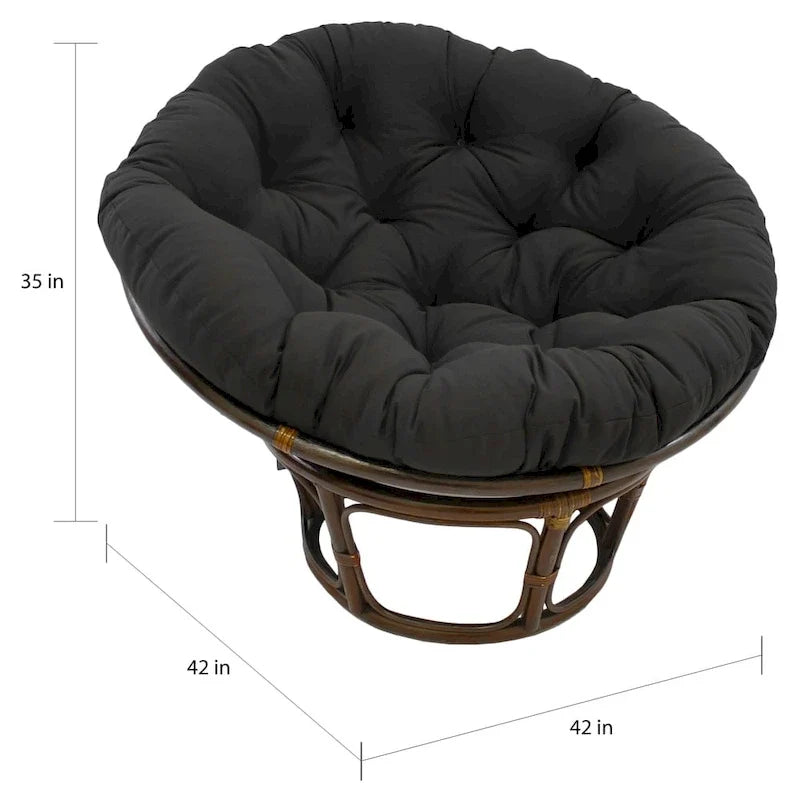 Fauteuil Papasan en rotin de 42 pouces avec coussin en sergé