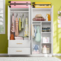 Armoire penderie autoportante de 63 pouces de large avec tiroirs