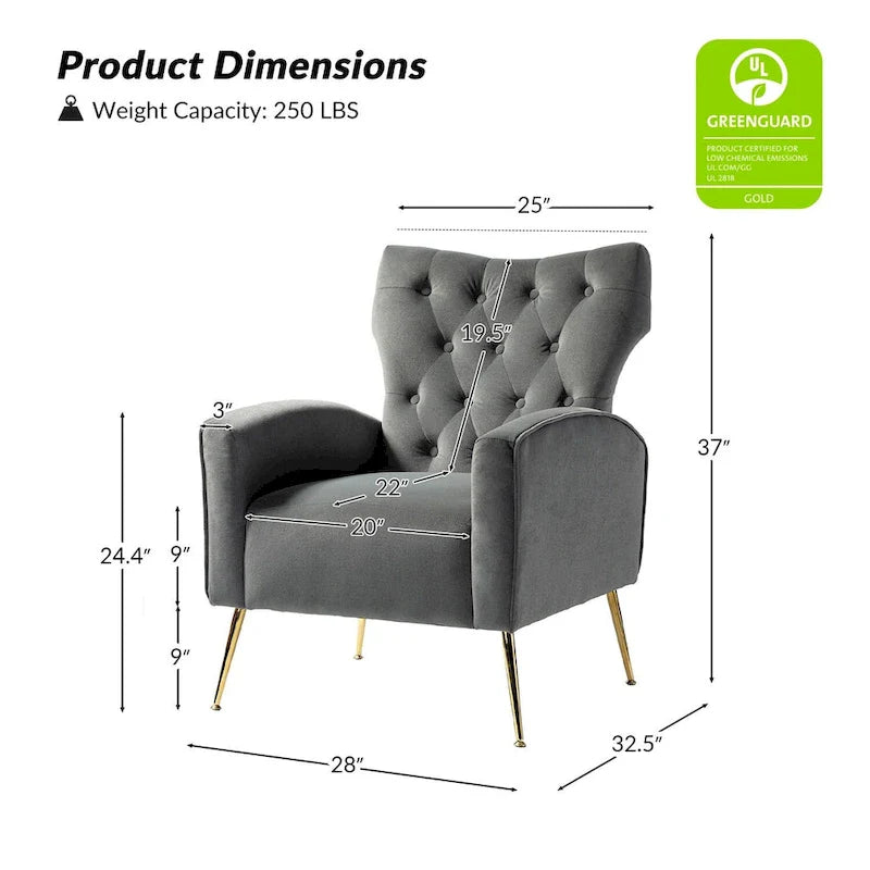 Chaise touffetée Abadiana avec accent et piètement en métal