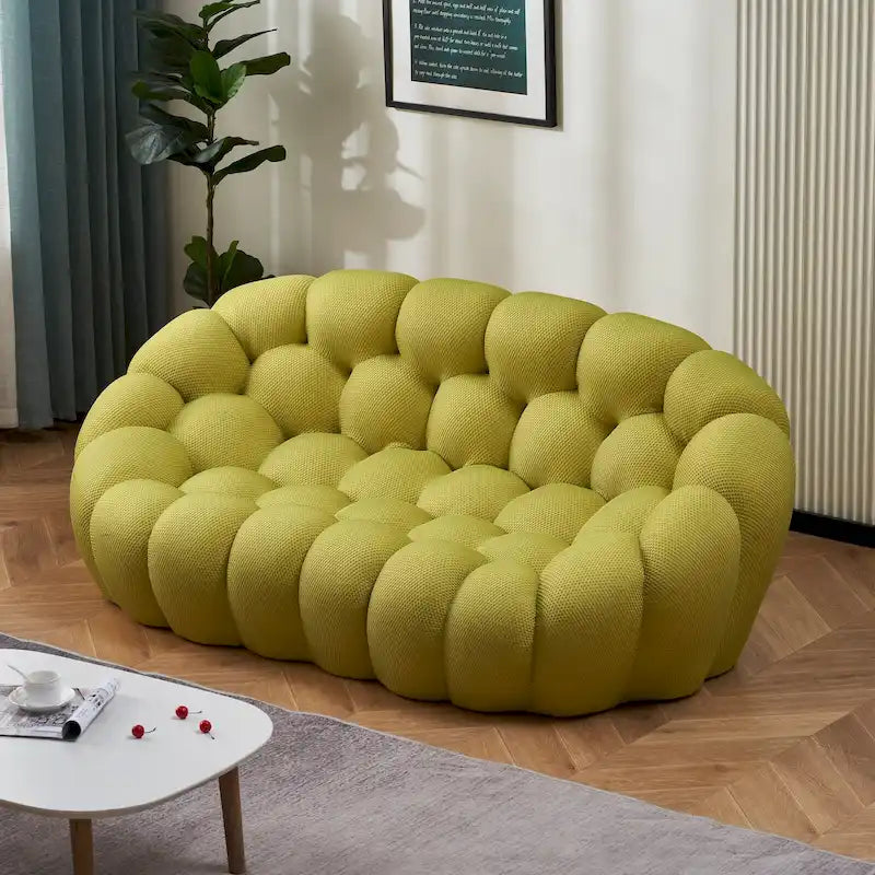 Canapé paresseux courbé 2 places Bubble de forme nid d'abeille avec tissu textile 3D pour salon et appartement