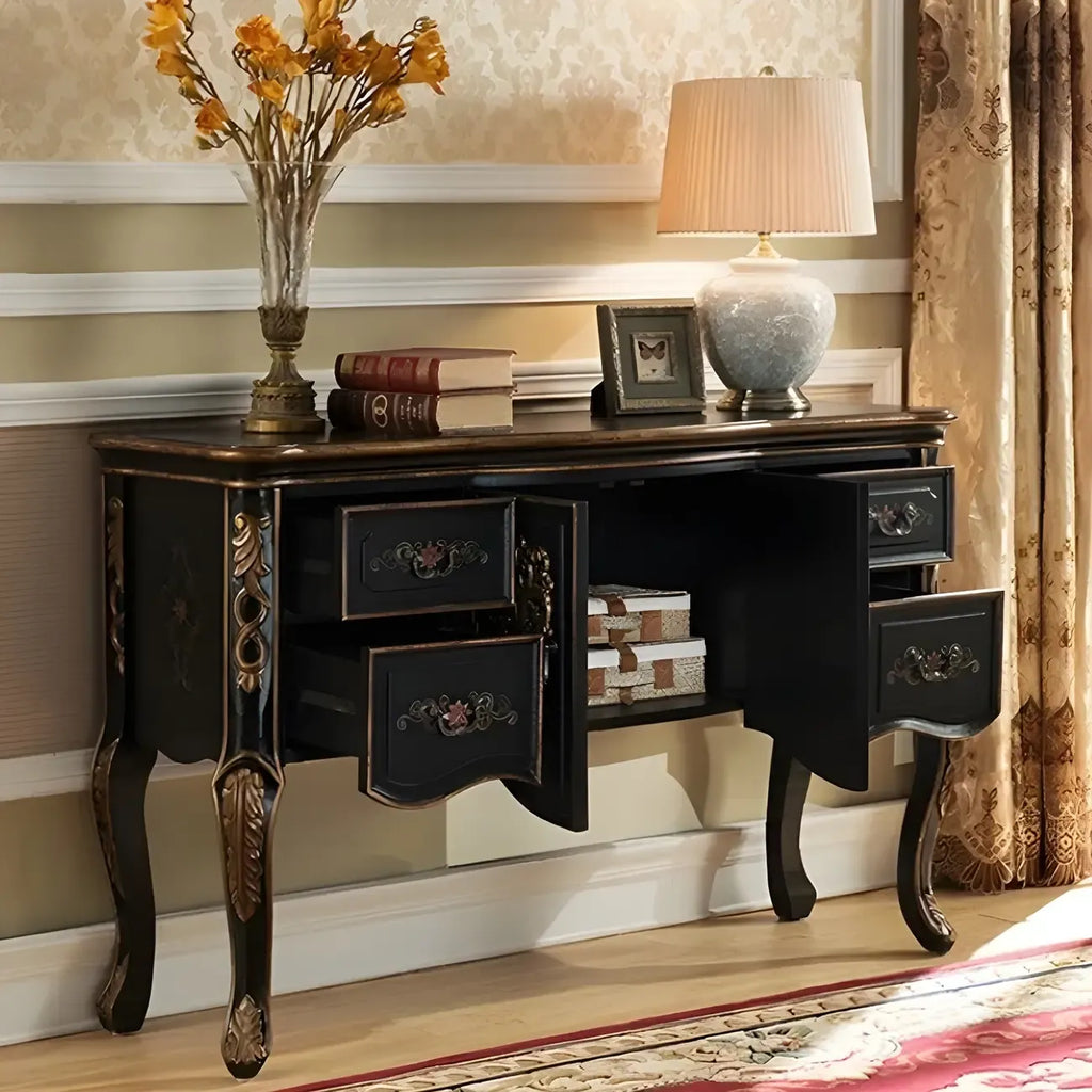 Console de rangement en bois de café avec tiroirs