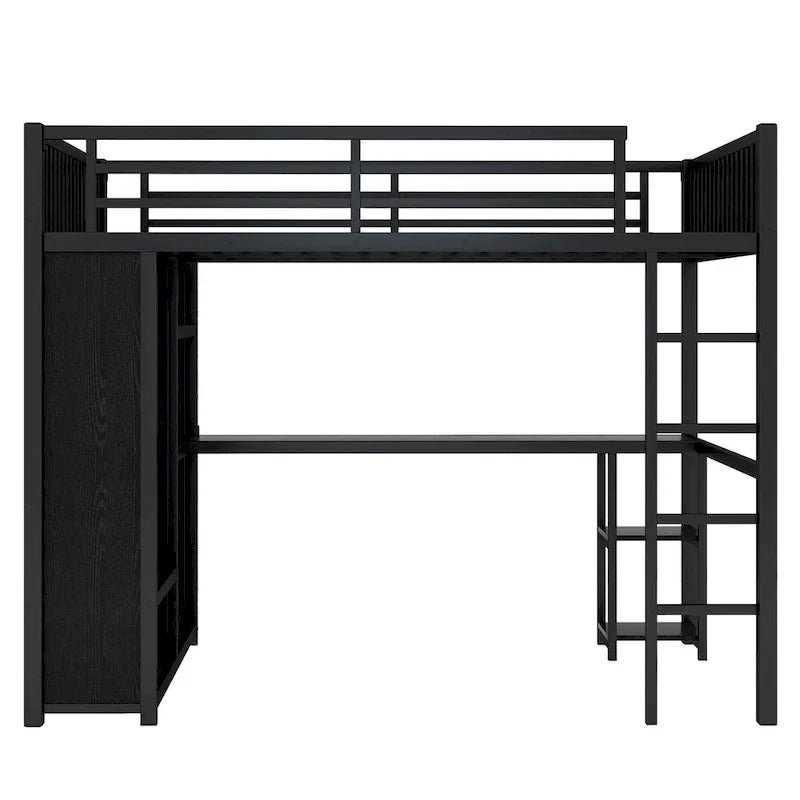 Lit mezzanine taille XL avec armoire intégrée