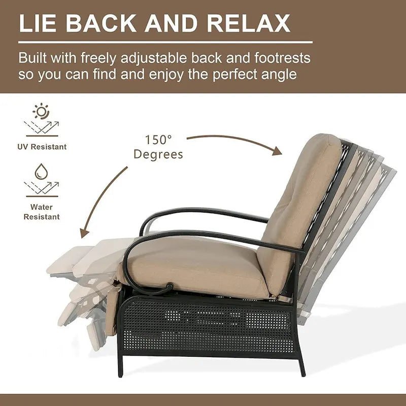 Fauteuil inclinable de salon réglable avec coussin – 38 (P) x 26,5 (L) x 38,5 (H) pouces