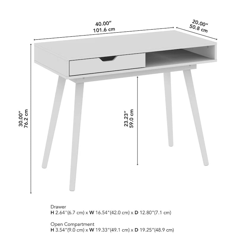 Bush Furniture Nora Bureau d'ordinateur 40W avec rangement