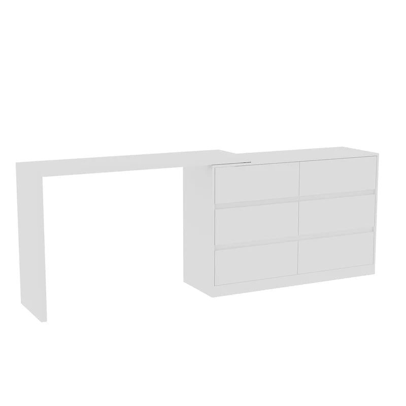 Commode pivotante 32,7H et bureau coiffeuse 6 tiroirs Blanc/Noir