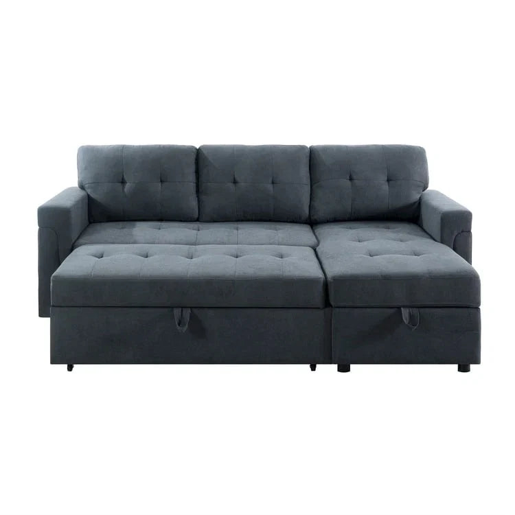 Canapé d'angle réversible convertible avec lit gigogne, méridienne de rangement et pieds durables