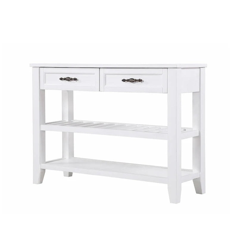 Table console de 42 po avec tiroirs et étagères à niveaux