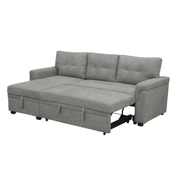Canapé d'angle réversible convertible avec lit gigogne, méridienne de rangement et pieds durables