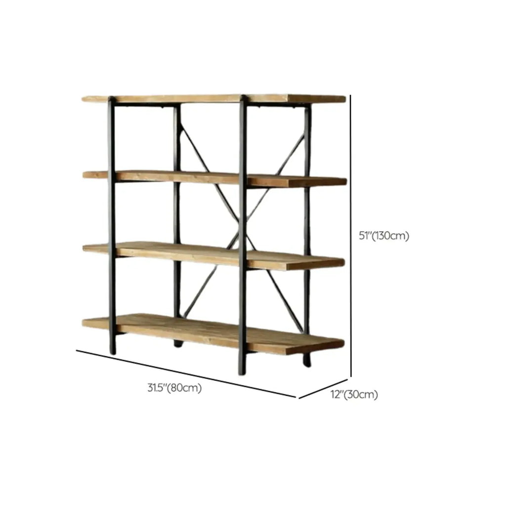 Étagère murale industrielle en bois et métal à 4 niveaux