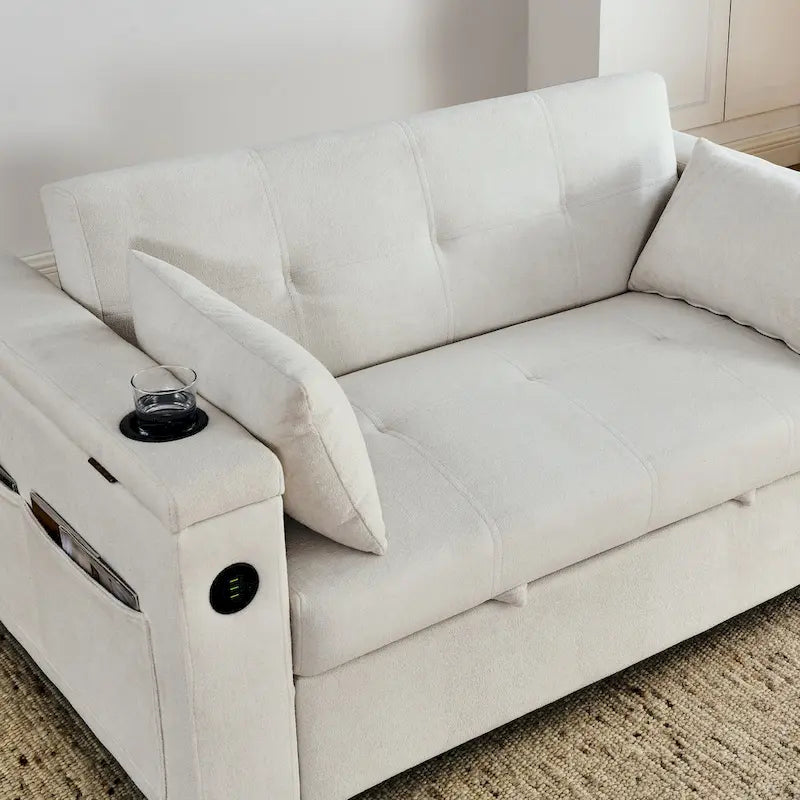 Canapé convertible 54 pouces avec lit gigogne, double assise, fonction relax