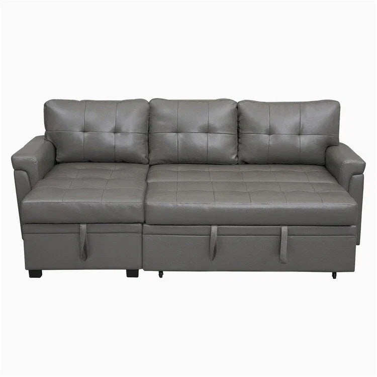 Canapé d'angle réversible convertible avec lit gigogne, méridienne de rangement et pieds durables