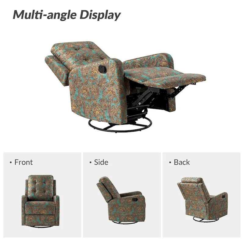 Fauteuil inclinable pivotant manuel Arlette Contemporary Floral avec dossier capitonné