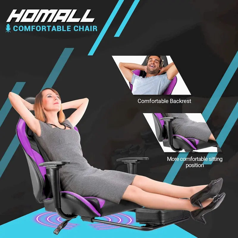 Chaise de jeu avec repose-pieds - Chaise de bureau ergonomique
