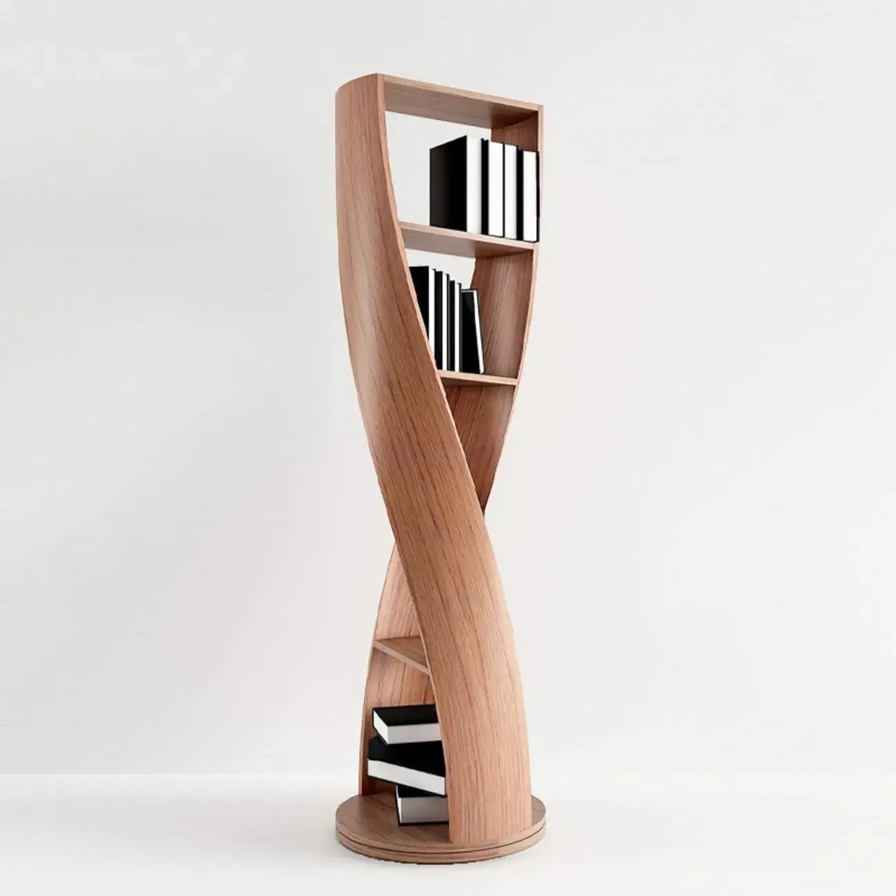 Bibliothèque verticale contemporaine en bois à 5 niveaux Hourglass