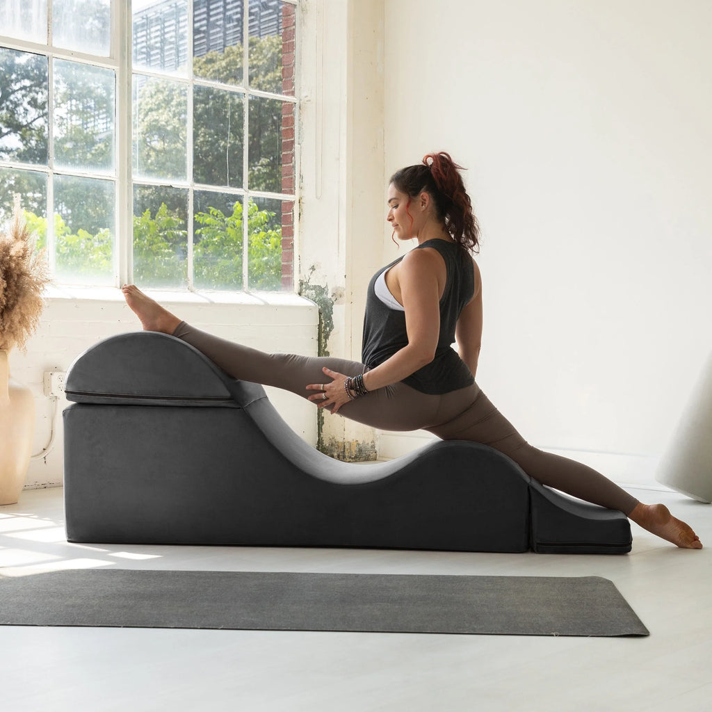 Avana Kami Chaise convertible / Yoga & Massage - Pouf 2 en 1 avec chaise longue de yoga escamotable, Microvelours - N/A