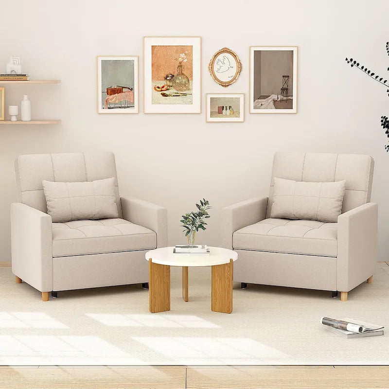 AECOJOY Fauteuil Convertible 3-en-1 avec Oreiller et Dossier Réglable