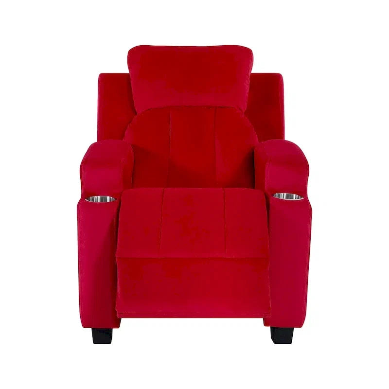 Fauteuil inclinable de luxe pour enfants avec repose-pieds, appuie-tête et 2 porte-gobelets, en microfibre, pour les enfants de 3 ans et plus