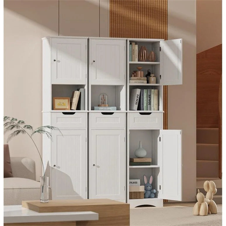 Meuble de Salle de Bain Haut de 170 cm, Colonne de Rangement Étroite avec 2 Portes et Tiroir