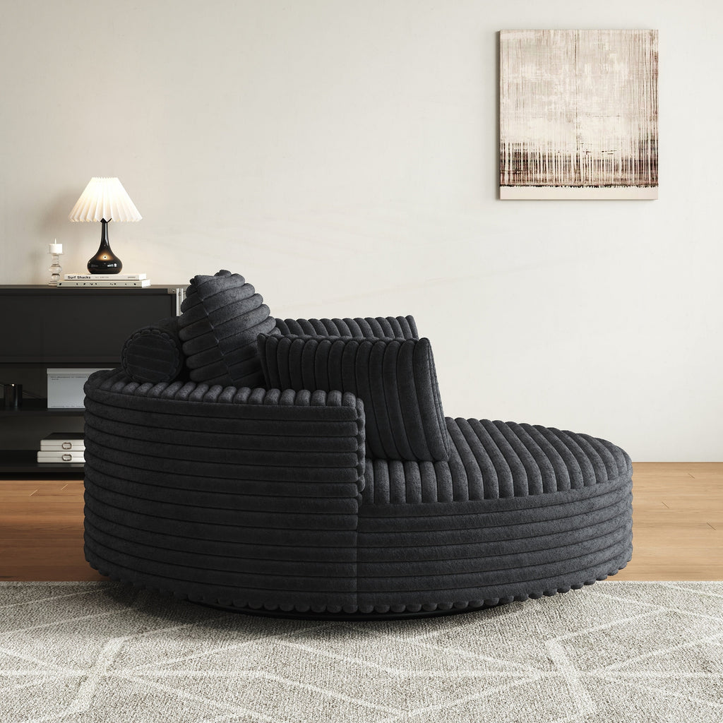 Fauteuil pivotant simple en velours côtelé et chenille avec rembourrage en mousse