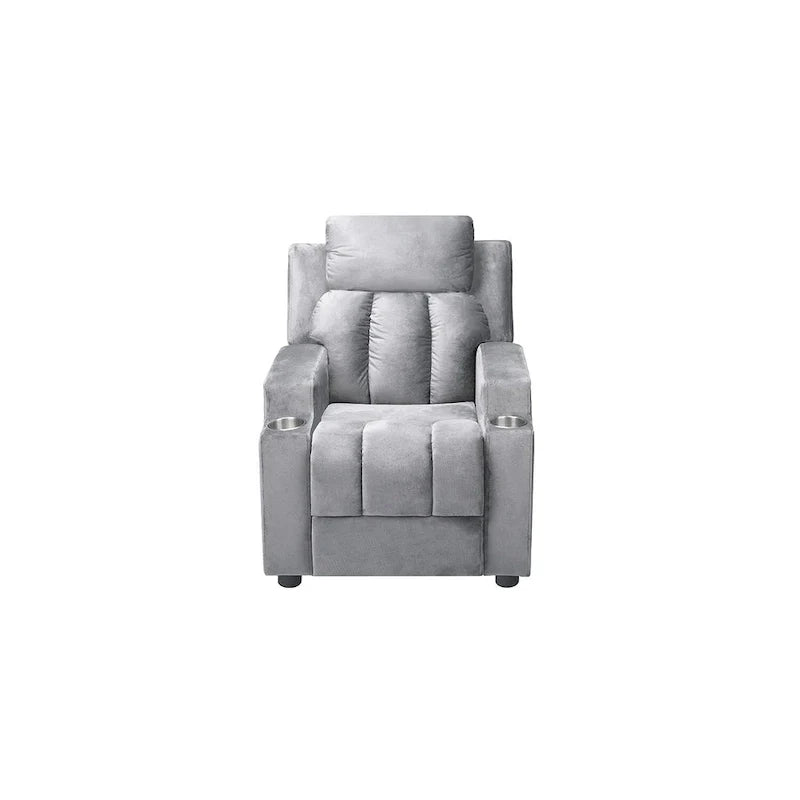 Fauteuil inclinable de luxe pour enfants avec repose-pieds, appuie-tête et 2 porte-gobelets, en microfibre, pour les enfants de 3 ans et plus