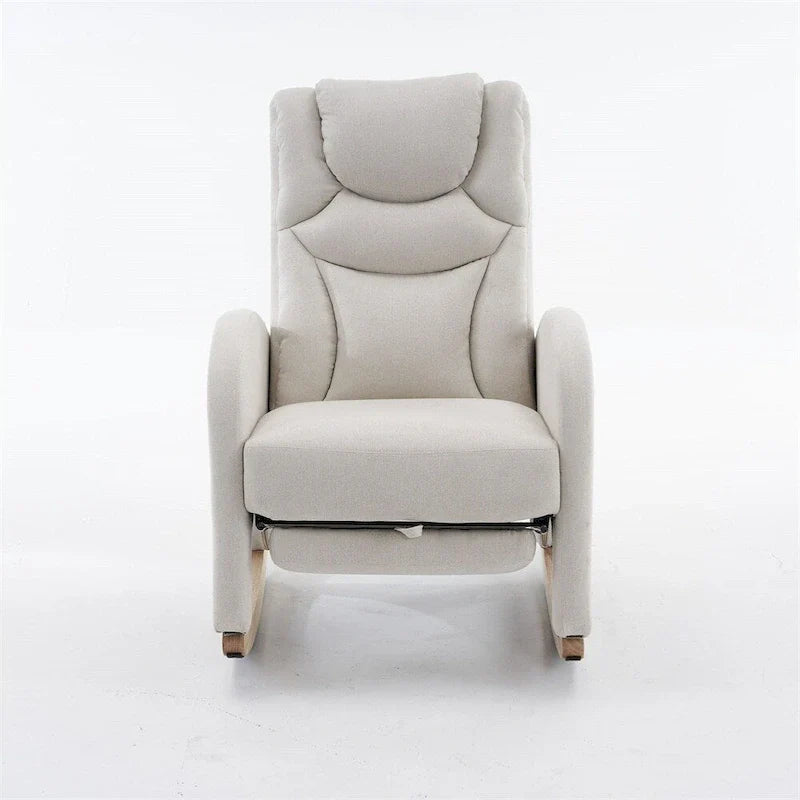 Fauteuil à bascule de puériculture ergonomique en tissu avec repose-pieds réglable
