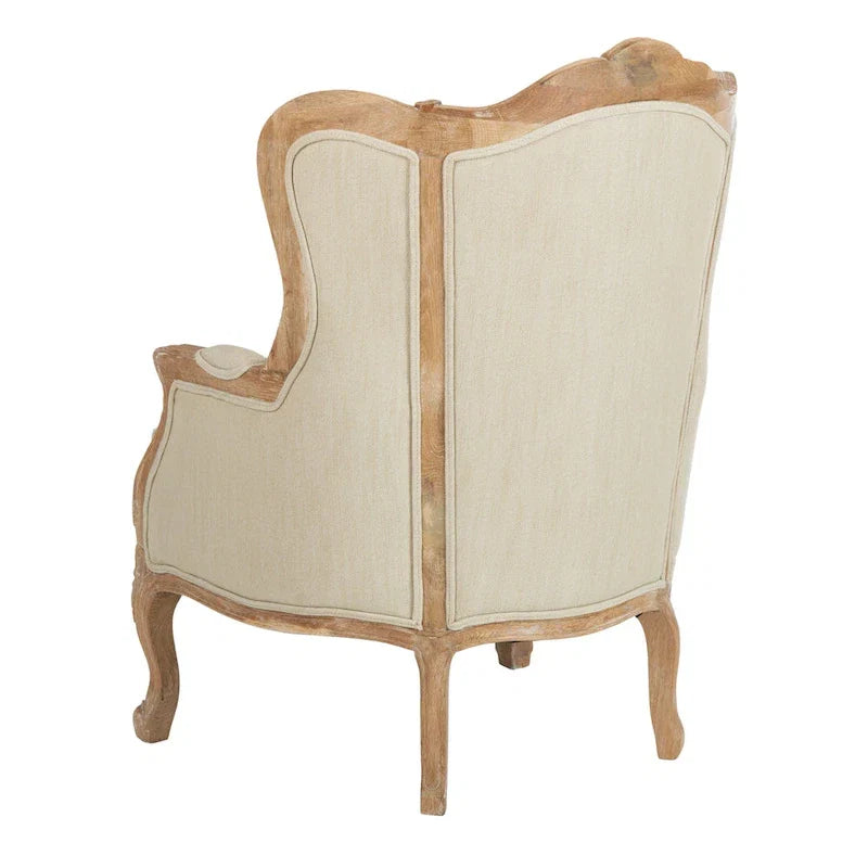 Fauteuil à oreilles Kali Oak en lin naturel - 34Lx34Px40H