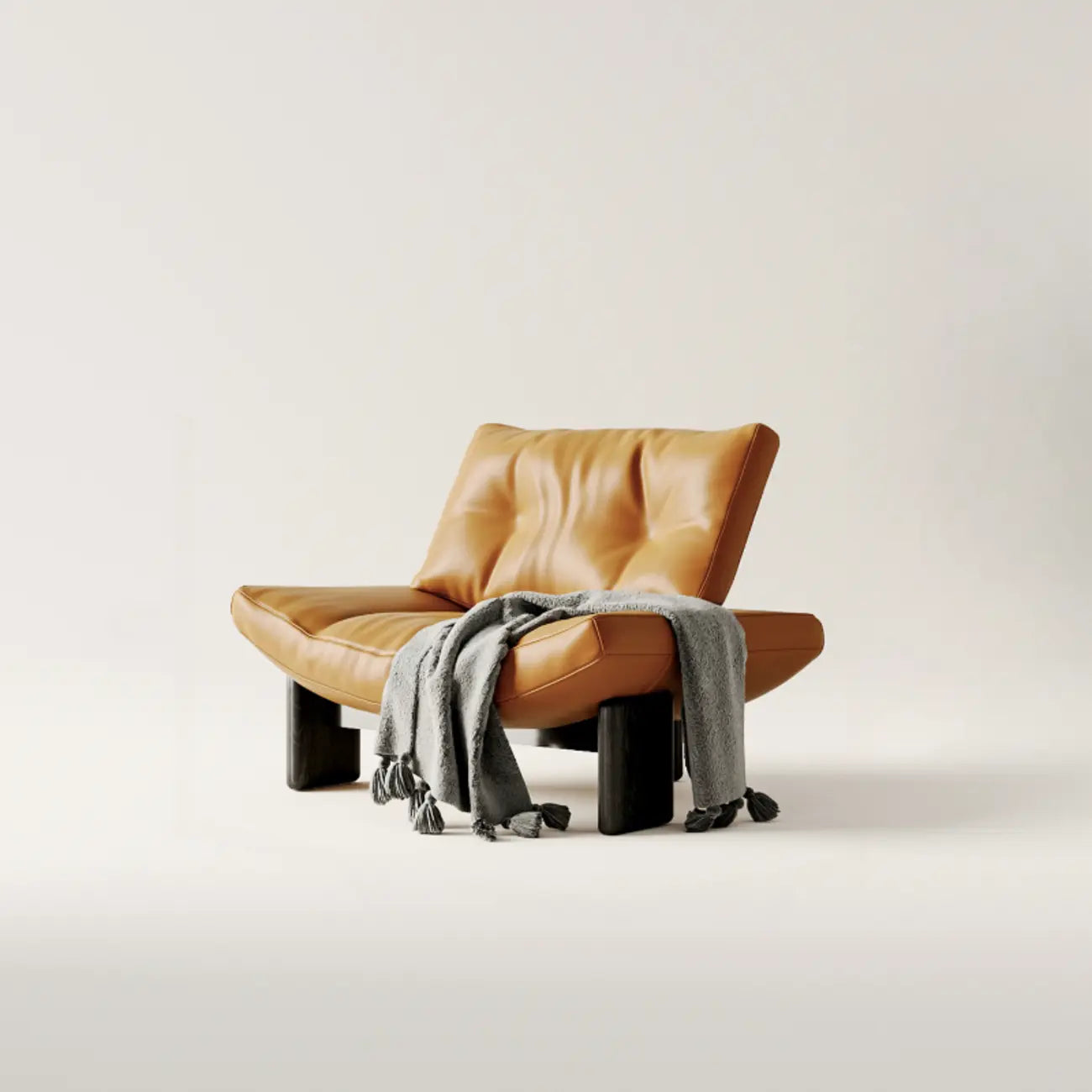 Fauteuil d'appoint contemporain en chenille noire capitonnée sans accoudoirs
