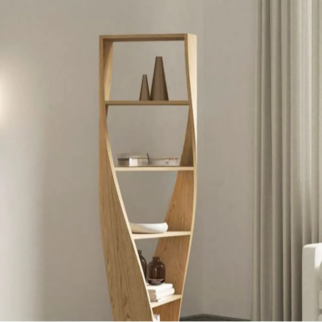 Bibliothèque verticale contemporaine en bois à 5 niveaux Hourglass